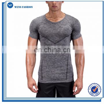 Wholesale Latest Custom Design Men T Shirt Printing Grey Sport Seamless Performance T-shirt