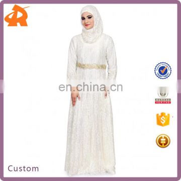 custom white lace dubai abaya wholesale,muslim girl dress,dubai muslim wedding dress in china