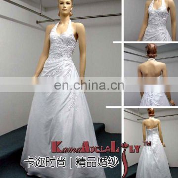 EB304 Exquisite halter A-line satin guangdong bridal gowns