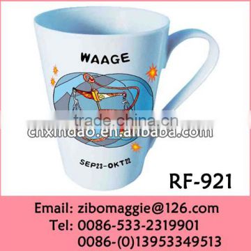 Conic Wholesale Promotional Coffee Cup with Zodiac Design for Used Porcelain Cups