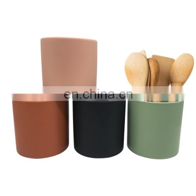 New Factory Custom  White handmade kitchen ceramic canister utensils holder