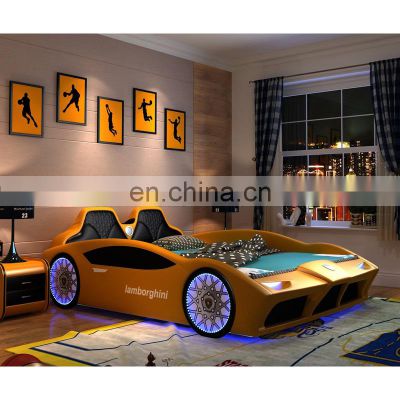 Children's car bed sports car leather bed girl cartoon stitching for boy girl