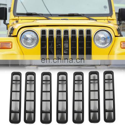 Car kit Front Grill Mesh Inserts Front Grille Guard Cover Black for 1997-2006 Jeep Wrangler TJ & Unlimited
