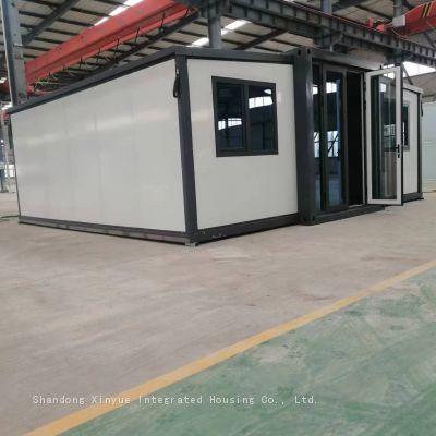 Prefabricated foldable double wing expansion box can accommodate 20ft 40ft foldable container house with 2 bedrooms