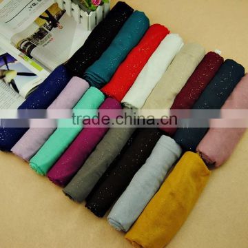 Wholesale Wide Plain Color Cotton Muslim Hijab Sequin Scarf