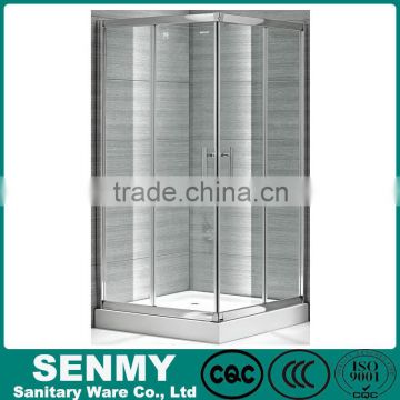 Guangdong manufacture foshan factory acrylic tray bathroom shower square cheap double sliding wheels for sliding doors shower