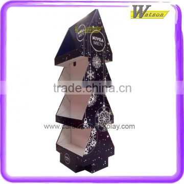 free floor standing Christmas tree design cardboard display stand for mildy wash
