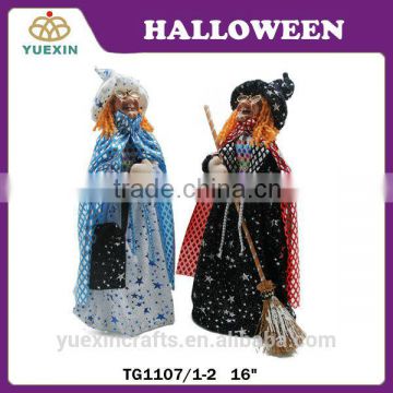 Hot Sale Halloween Decoration 16" Witch with Broom and PVC Body