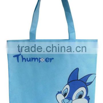 Blue foldable non-woven tote bag with long handle