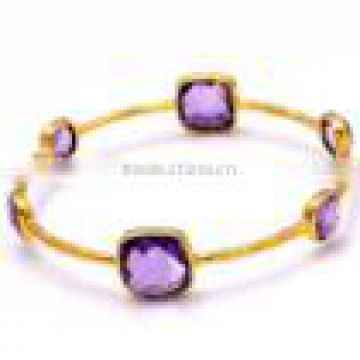 Natural Amethyst Gemstone Bangle Bracelet