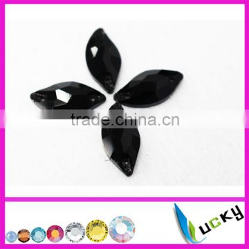 2014 New! sew on rhinestones 10*20mm number 3073# Mermaid shape Jet/black color Strass crystal beads for Sewing wedding dress