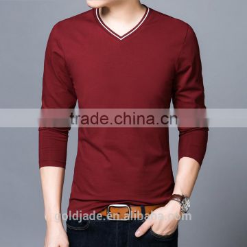 China factory V neck Blank Good Quality Long Sleeve Cotton Inner T Shirt In Bulk Sales
