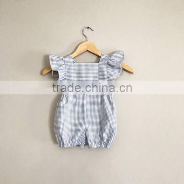 Summer newest design alli baba com Wholesale baby clothes Gingham flutter sleeve baby romper