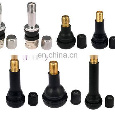 Wheel Accessories TR 414 Snap-In Black Rubber Tire Valve Stems Short For Car Aluminum Brass