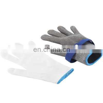RTS 316L Stainless Steel Chain Mail Gloves Butcher Razor Wire Mesh Upgraded Anti-bacterial Fiber Cut Resistant Gloves