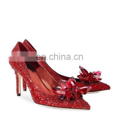 Ladies beautiful and stones and crystal design high heels pumps sandals shoes women shoe