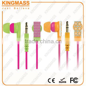 2015 Newest Products Custom patterns printed flat earphones