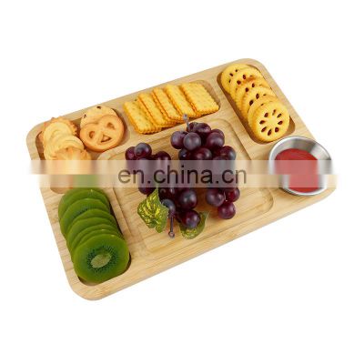 Natural Bamboo Cheese Board Charcuterie Platter WIth Bowls