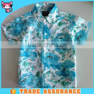 short sleeve shirts kid garment fashion Hawaiian Cotten collar children Flower Printing Shirt