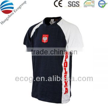 Sports Shirt Made of 100% Cotton Sweat Absorbing, with Silkscreen and Embroidery Logo