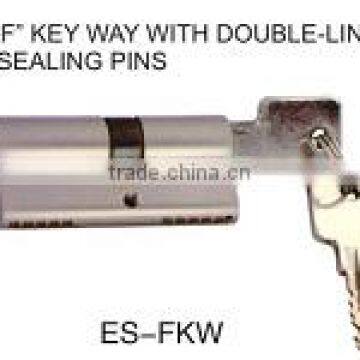 "F" KEY WAY WITH DOUBLE-LINE SEALING PINS BRASS CYLINDER