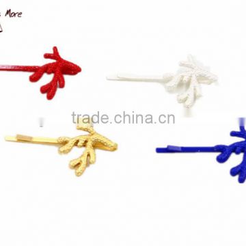 2015 Fashion hair accessories multiple colors coral shaped hair pin
