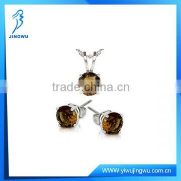 Most Popular Cognac Cubic Zirconia Necklace & Earrings Set