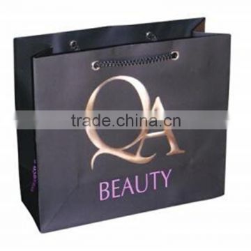 Luxury black paper bag custom logo shopping packaging bag