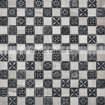 JY-Mx-SR01 Eurpoen interior wall decorate tiles caving resion mix gray stone sheet mosaic Antique palace mosaic