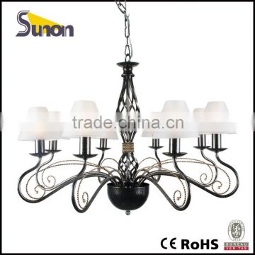 8 lights pearl black modern chandelier lamp glass shade chandelier