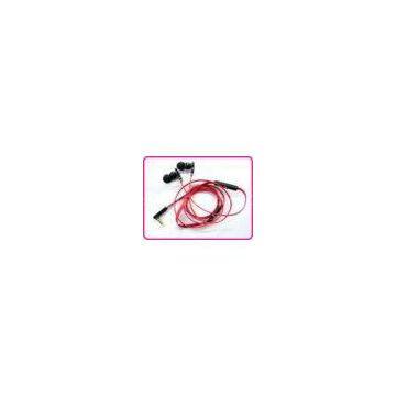 Fashionable Red Flat Cable Metal Earphones with Mic and Volume Control YDT54