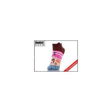 Cartoon 3D Character Cute Colored Ankle Socks Pink Strip Non Slip Nylon / Cotton Socks