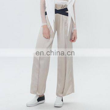 TWOTWINSTYLE Ruffle  Elastic High Waist Ankle Length Wide Leg Trousers For Women