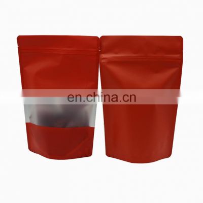 Low MOQ Front Frosted Window Mylar Bags Custom Printed for 50g 100g 200g 300g Beef Jerky Snack Food Packaging