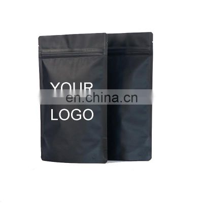 100% biodegradable custom Logo resealable matte blackstand up pouch foil mylar ziplock food bags