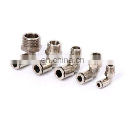 SNS JPL Series quick connect L type 90 degree male thread elbow air tube connector nickel-plated brass pneumatic fitting