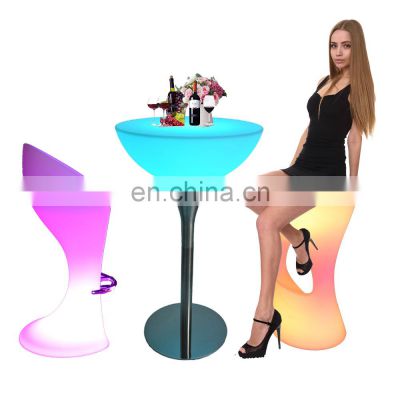 bar furniture /LED Plastic night club chair LED Light Patio DJ Booth Table and Chair for Outdoor Garden Event Decoration