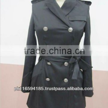 Ladies Custom Plain Cotton and Polyester Long Coats