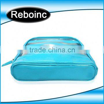 2015 Wholesale protable women's promotional blue pvc cosmetic bag