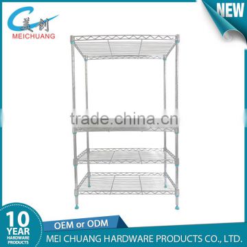 4 tier chrome metal wire mesh shelf storage rack