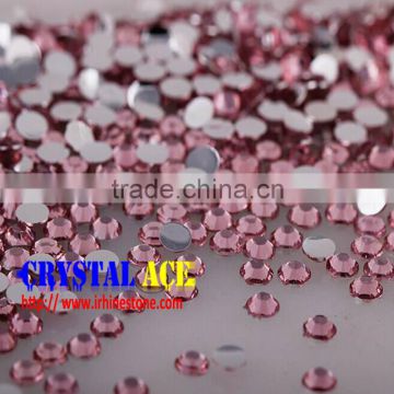 Pink regular cutting aluminnum back resin non hot fix glass rhinestones