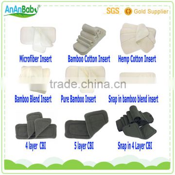 ananbaby organic cloth diapers bamboo insert / charcoal bamboo insert / hemp cotton insert / bamboo cotton insert