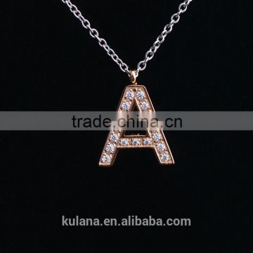 IN91215 New Design Alphabet Style Charm Pendant Initial Jewelry Stainless Steel Letter Necklace