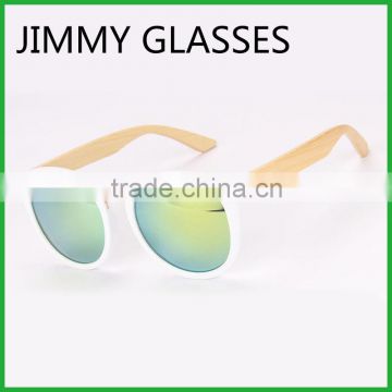 JMP616 Round Bamboo Temple Sunglasses with Plastic Frame