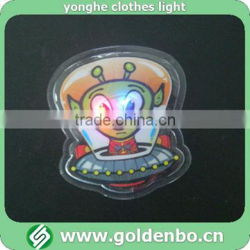 Cartoon PVC flashing clothing light for being sewed on kids clothes