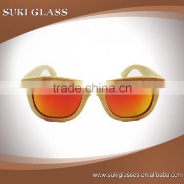 Bamboo Frame Eyewear Box Sunglasses With Mirror Lenses