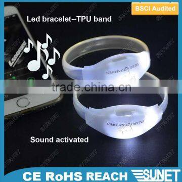 2016 Top Seller Party Decoration Flashing led voice control tpu bracelet