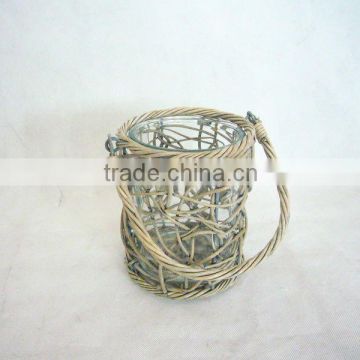 willow flower pot with glass
