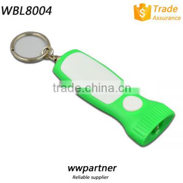 Custom Logo Torch Shape Plastic LED Keyring Wholesale