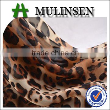 Shaoxing Mulinsen twisted woven 100% polyester printed chiffon fabric leopard
